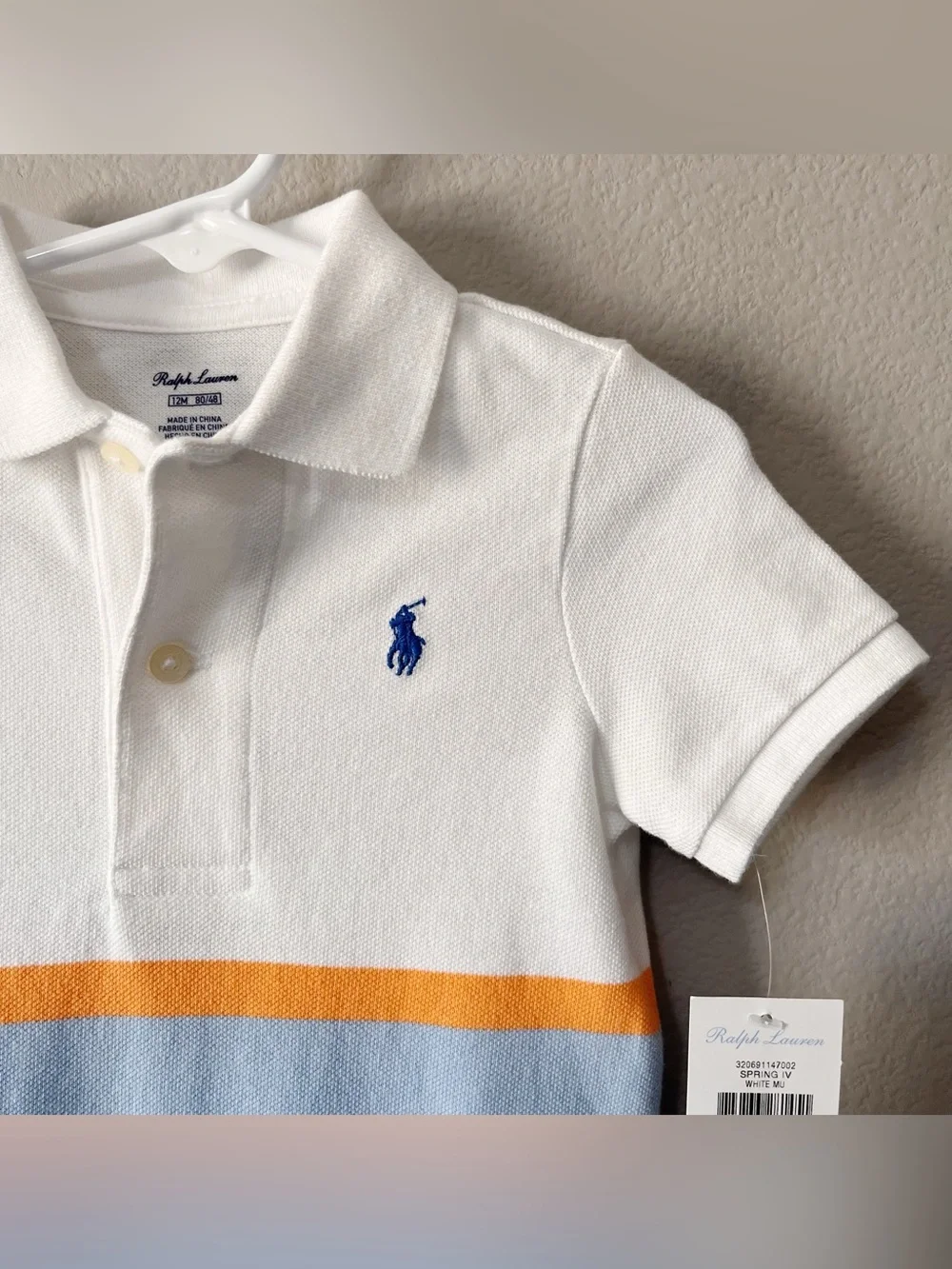 Ralph Lauren NWT Baby Boy Striped Rugby Cotton Shortall 12 Months Preppy